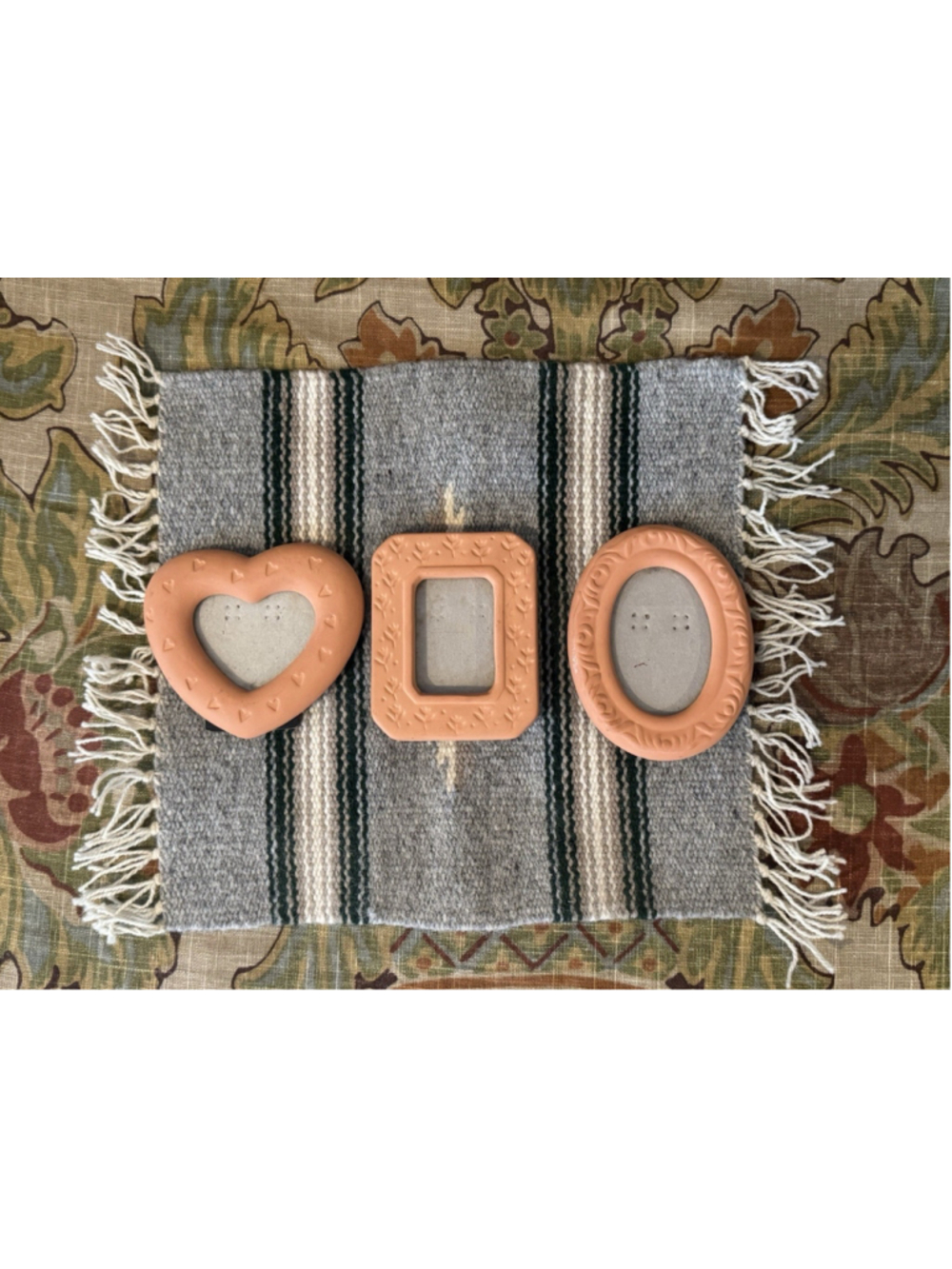 Vintage Terracotta Photo Frame Trio 80s Southwest Boho Cottagecore Small Set